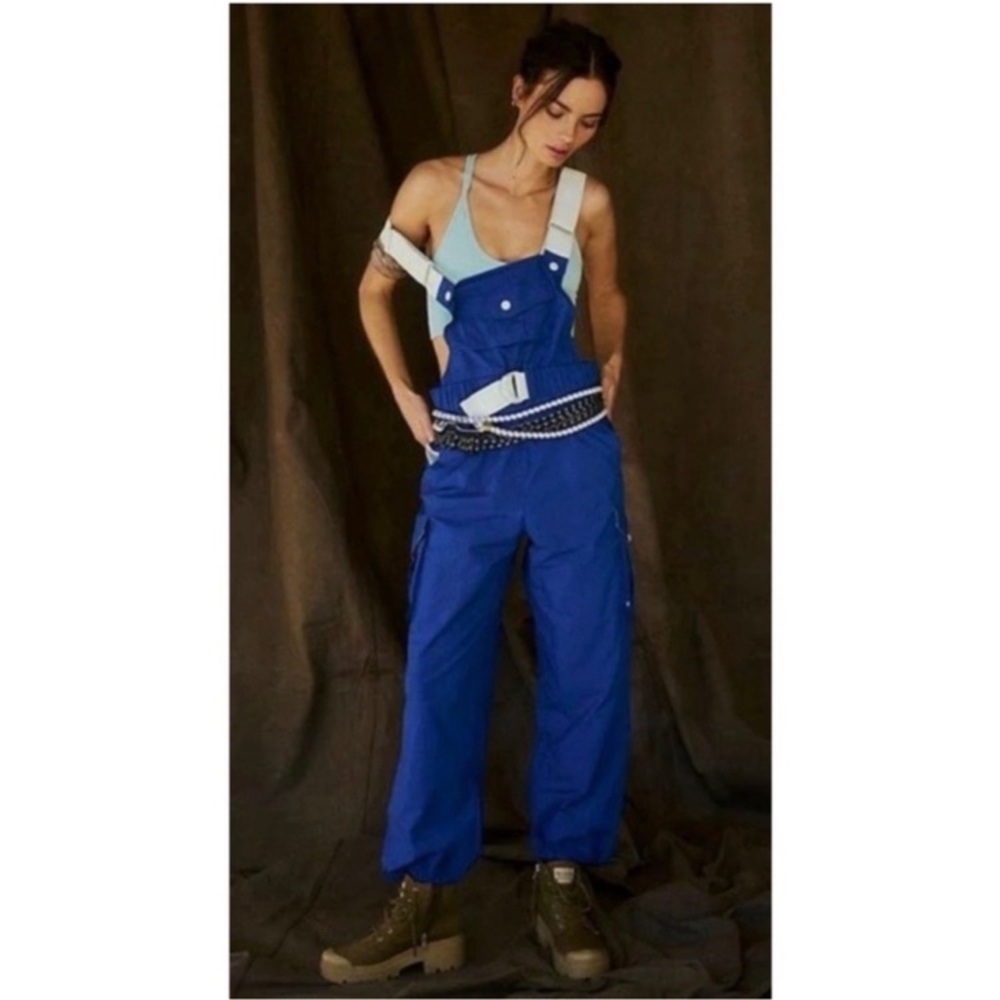 NWOT Free People Morning Meadows overalls in blue